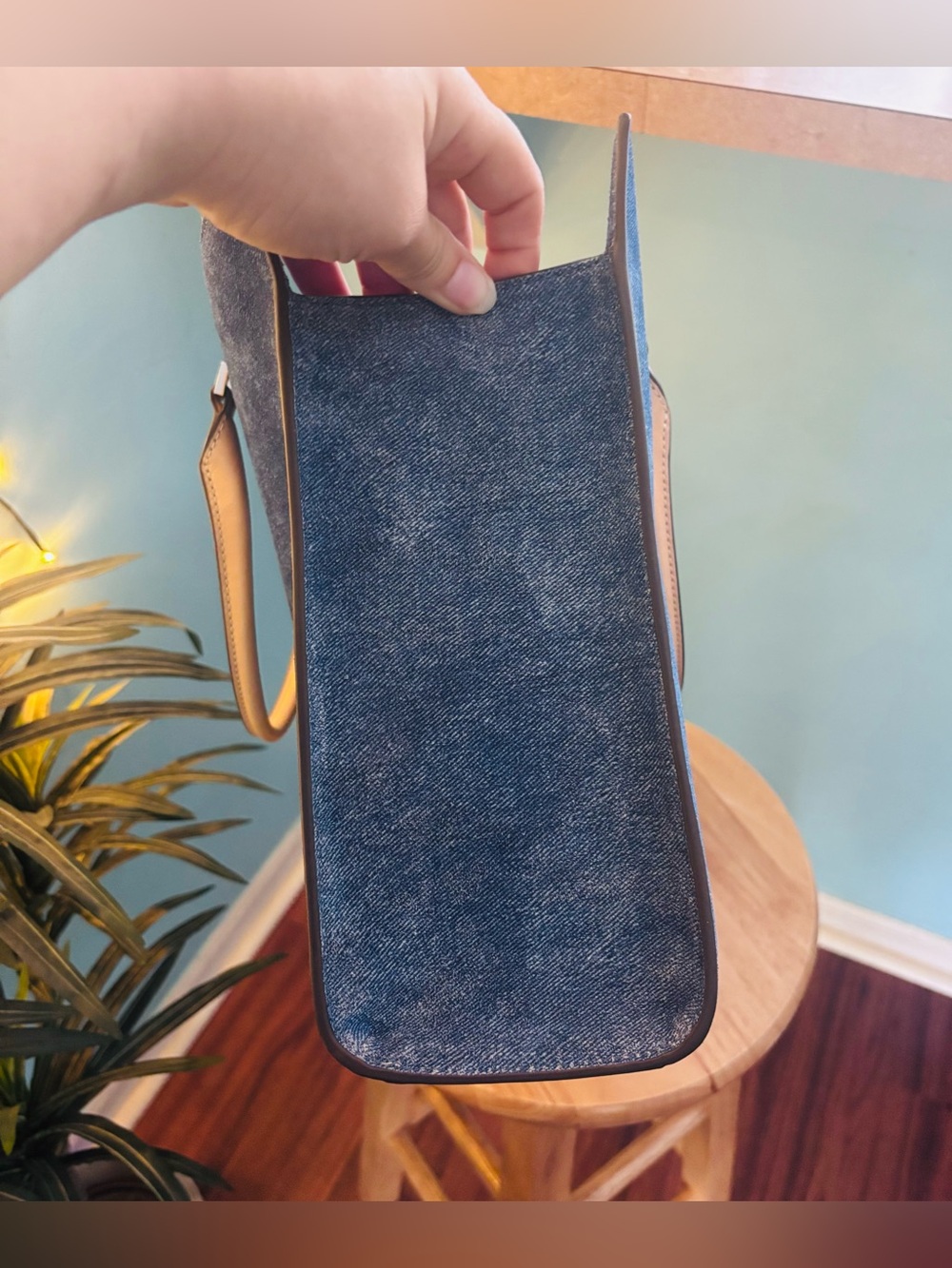 Tory Burch NWT Denim Suede Work Tote Bag - Picture 4 of 10
